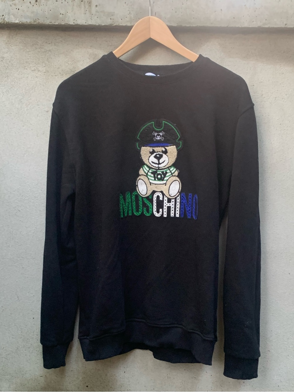 Moschino Black Crewneck Sweater with Teddy Logo